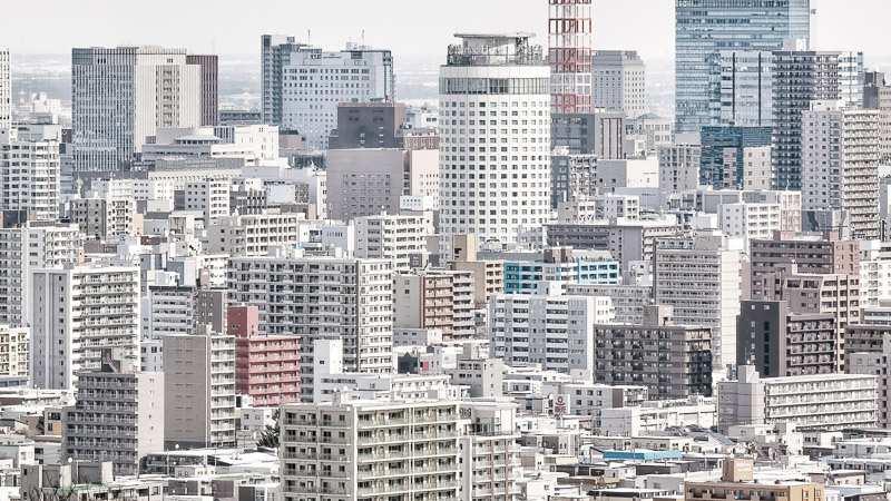 High-key Shot for Group of Buildings