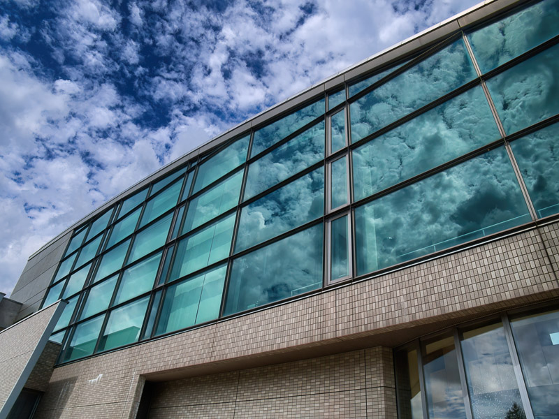 Reflected Sky on Greenish Glass